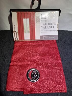 Red Metallic Grommet Valance Curtain
